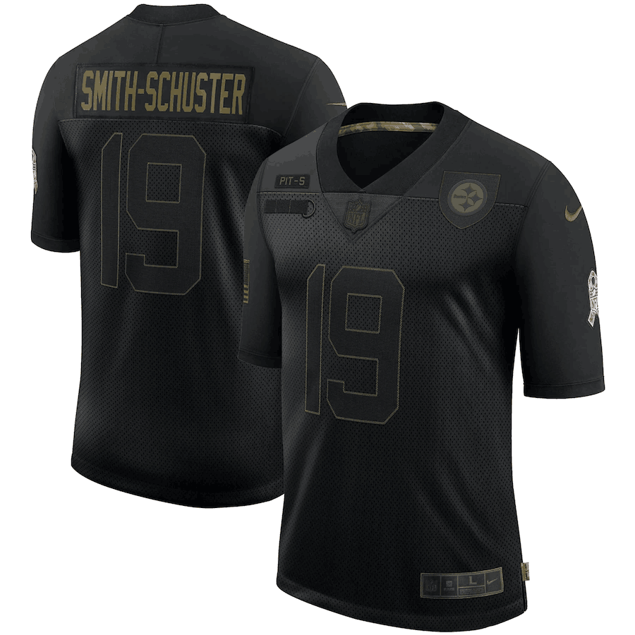 Men's Pittsburgh Steelers #19 JuJu Smith-Schuster Black 2020 Salute To Service Limited Stitched Jersey
